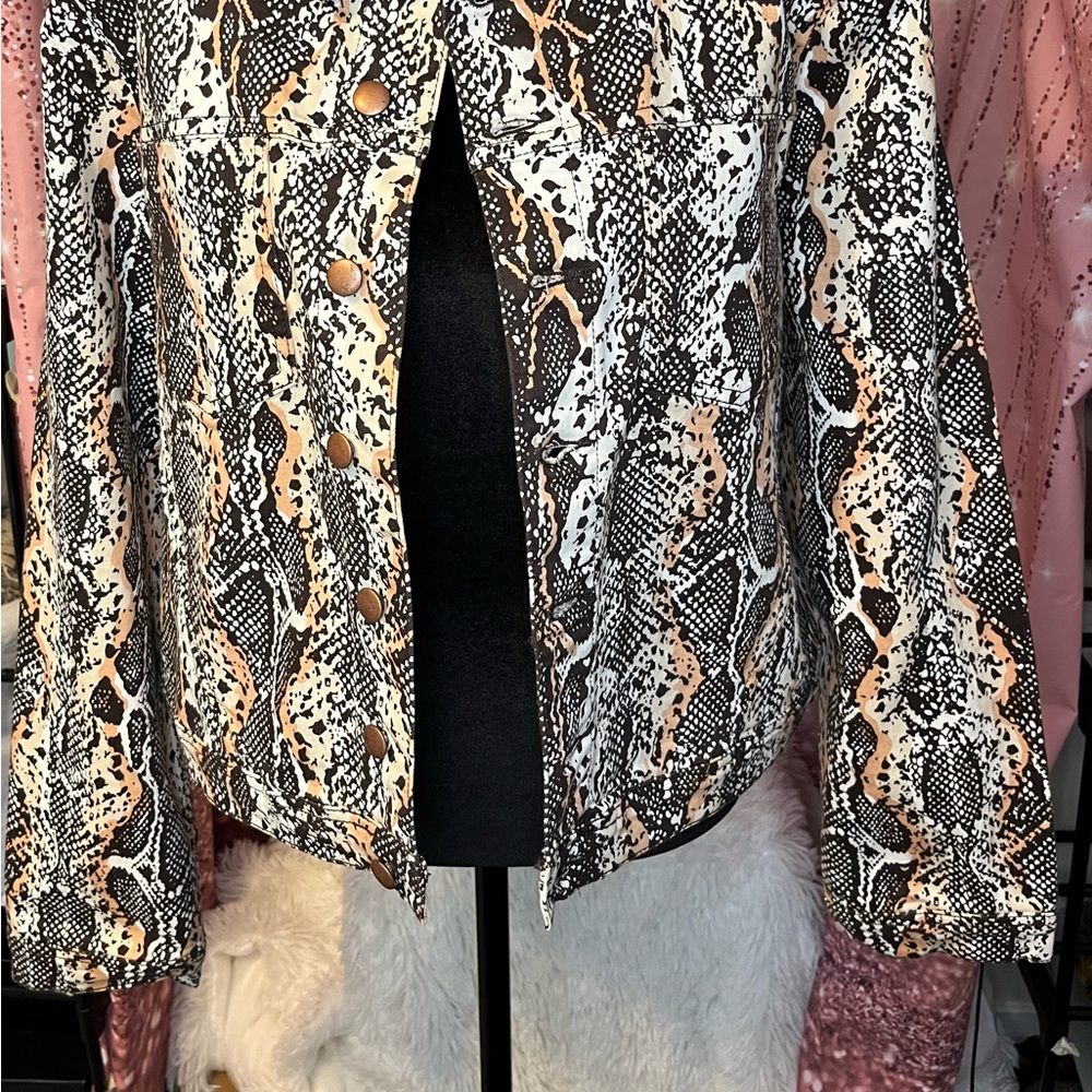 Eva Mendes NY&CO Brown Tan Snake Print Women's Jacket - Picture 7 of 8